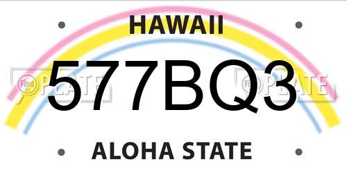 577BQ3 Hawaii License Plate