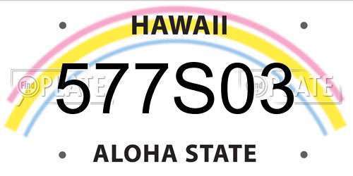 577S03 Hawaii License Plate