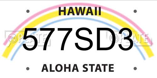 577SD3 Hawaii License Plate