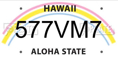 577VM7 Hawaii License Plate