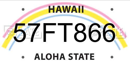 57FT866 Hawaii License Plate