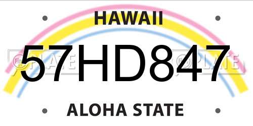 57HD847 Hawaii License Plate
