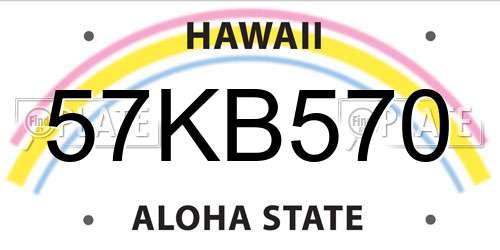 57KB570 Hawaii License Plate