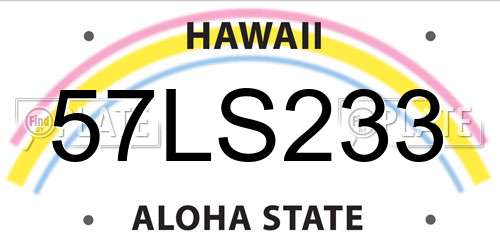 57LS233 Hawaii License Plate