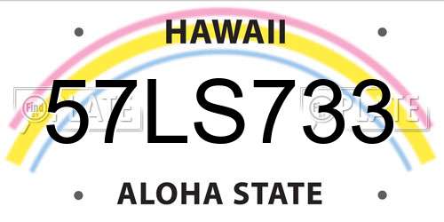 57LS733 Hawaii License Plate