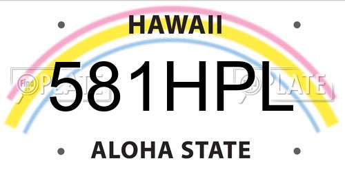 581HPL Hawaii License Plate