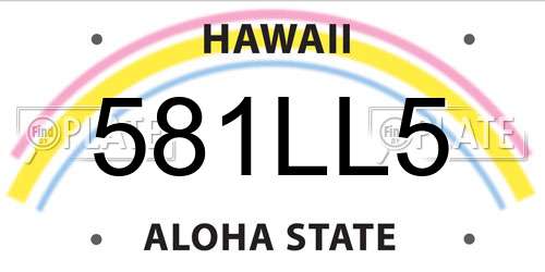 581LL5 Hawaii License Plate