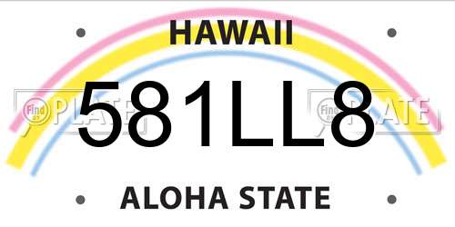 581LL8 Hawaii License Plate
