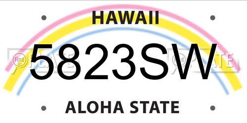 5823SW Hawaii License Plate