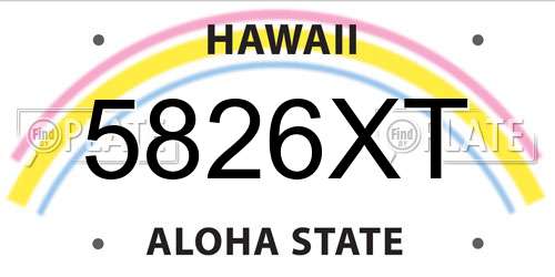 5826XT Hawaii License Plate