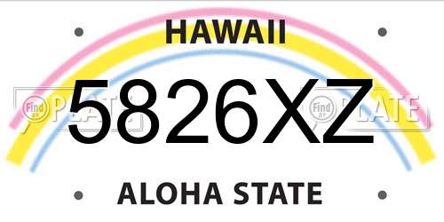 5826XZ Hawaii License Plate