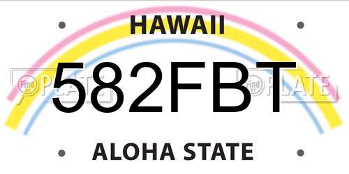 582FBT Hawaii License Plate