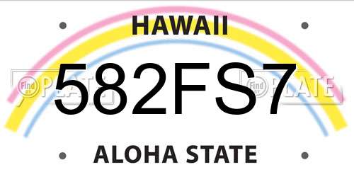 582FS7 Hawaii License Plate