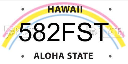 582FST Hawaii License Plate