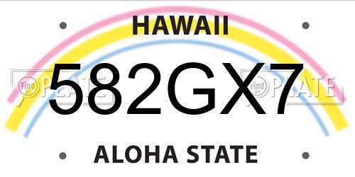 582GX7 Hawaii License Plate