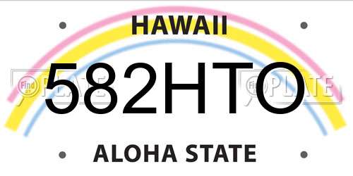 582HTO Hawaii License Plate