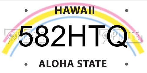 582HTQ Hawaii License Plate