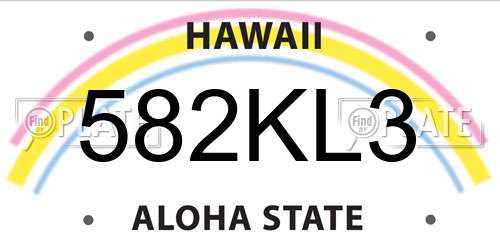 582KL3 Hawaii License Plate
