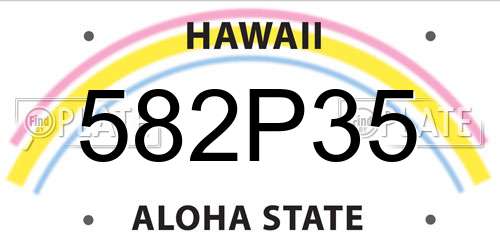 582P35 Hawaii License Plate