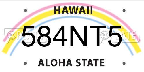 584NT5 Hawaii License Plate