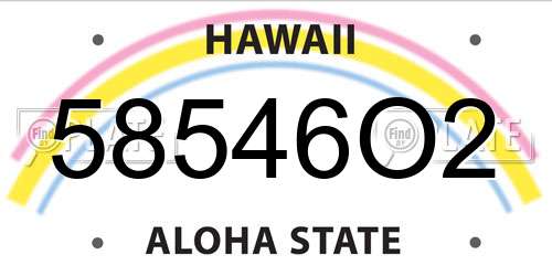 58546O2 Hawaii License Plate