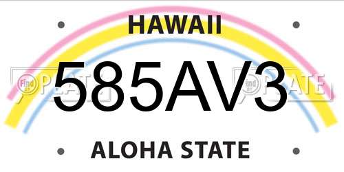 585AV3 Hawaii License Plate