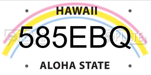 585EBQ Hawaii License Plate