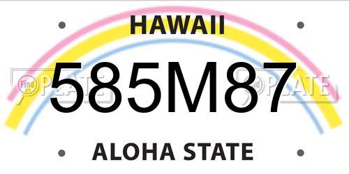 585M87 Hawaii License Plate