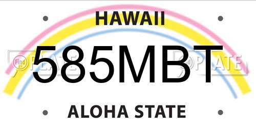 585MBT Hawaii License Plate