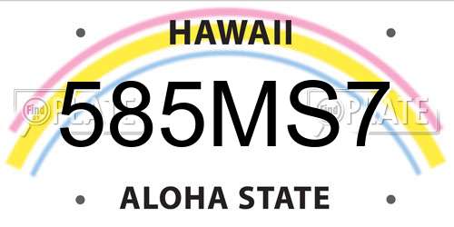 585MS7 Hawaii License Plate