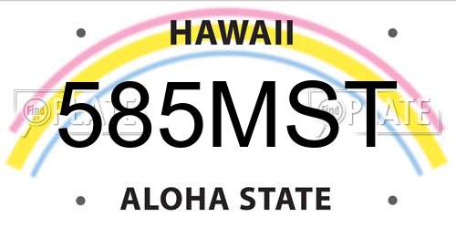 585MST Hawaii License Plate