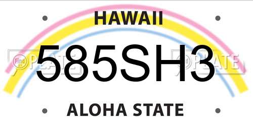 585SH3 Hawaii License Plate