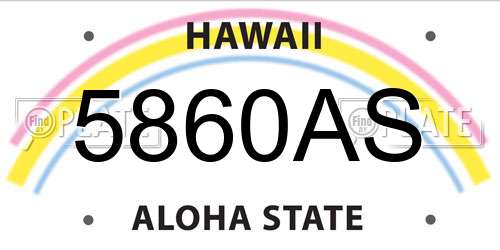 5860AS Hawaii License Plate
