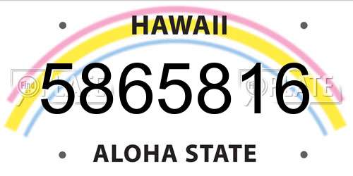 5865816 Hawaii License Plate