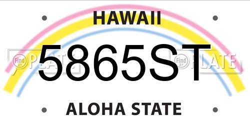 5865ST Hawaii License Plate