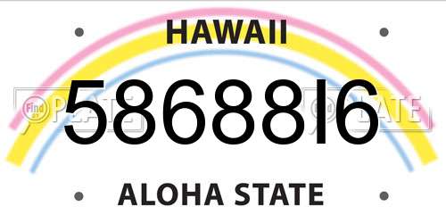 58688I6 Hawaii License Plate