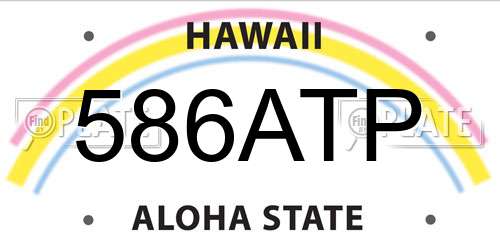 586ATP Hawaii License Plate