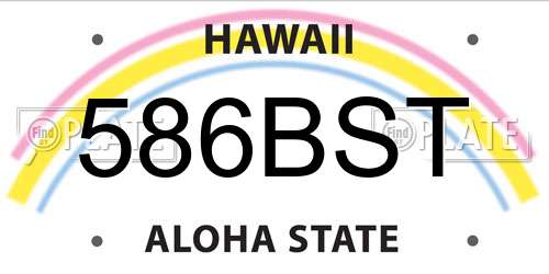 586BST Hawaii License Plate