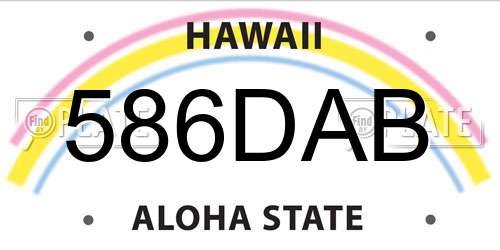 586DAB Hawaii License Plate