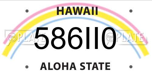 586II0 Hawaii License Plate