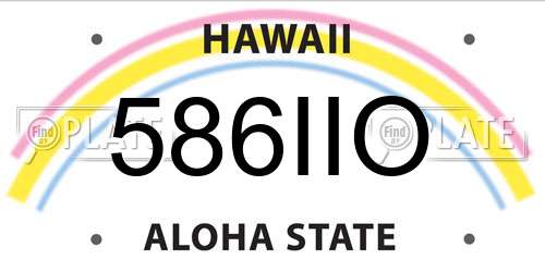 586IIO Hawaii License Plate