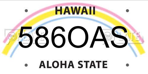 586OAS Hawaii License Plate