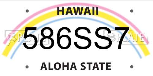 586SS7 Hawaii License Plate