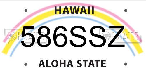 586SSZ Hawaii License Plate