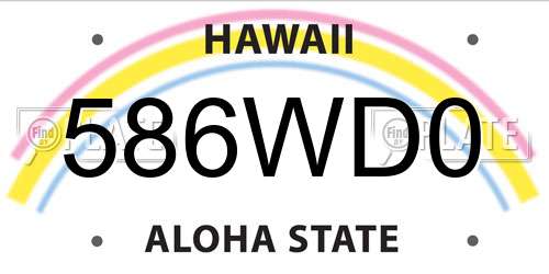 586WD0 Hawaii License Plate