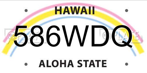 586WDQ Hawaii License Plate