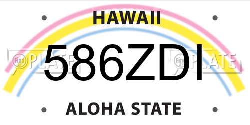 586ZDI Hawaii License Plate