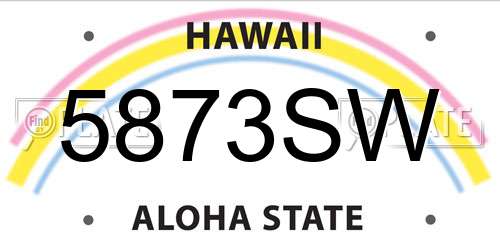 5873SW Hawaii License Plate