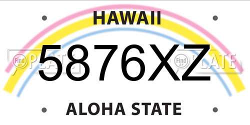 5876XZ Hawaii License Plate