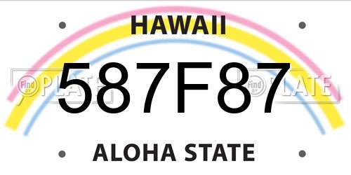 587F87 Hawaii License Plate